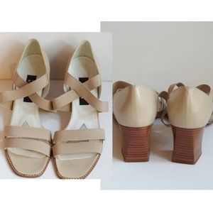 Stuart Weitzman Tan Strappy Block Heel Sandals